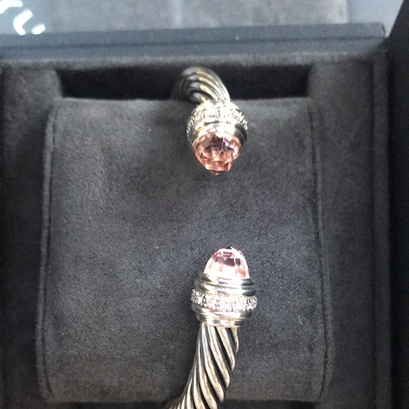 David Yurman Jewelry - David Yurman Cable Bracelet with Morganite and Pavé Diamonds